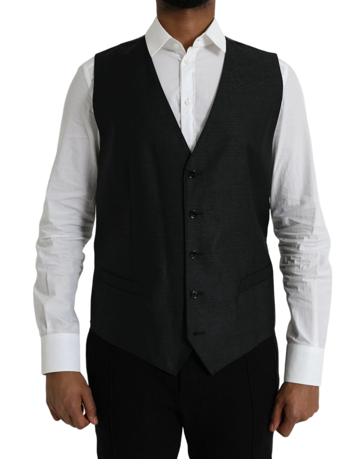 Dolce & Gabbana Black Wool Waistcoat Dress Formal Vest - IT54 | XL - Vests