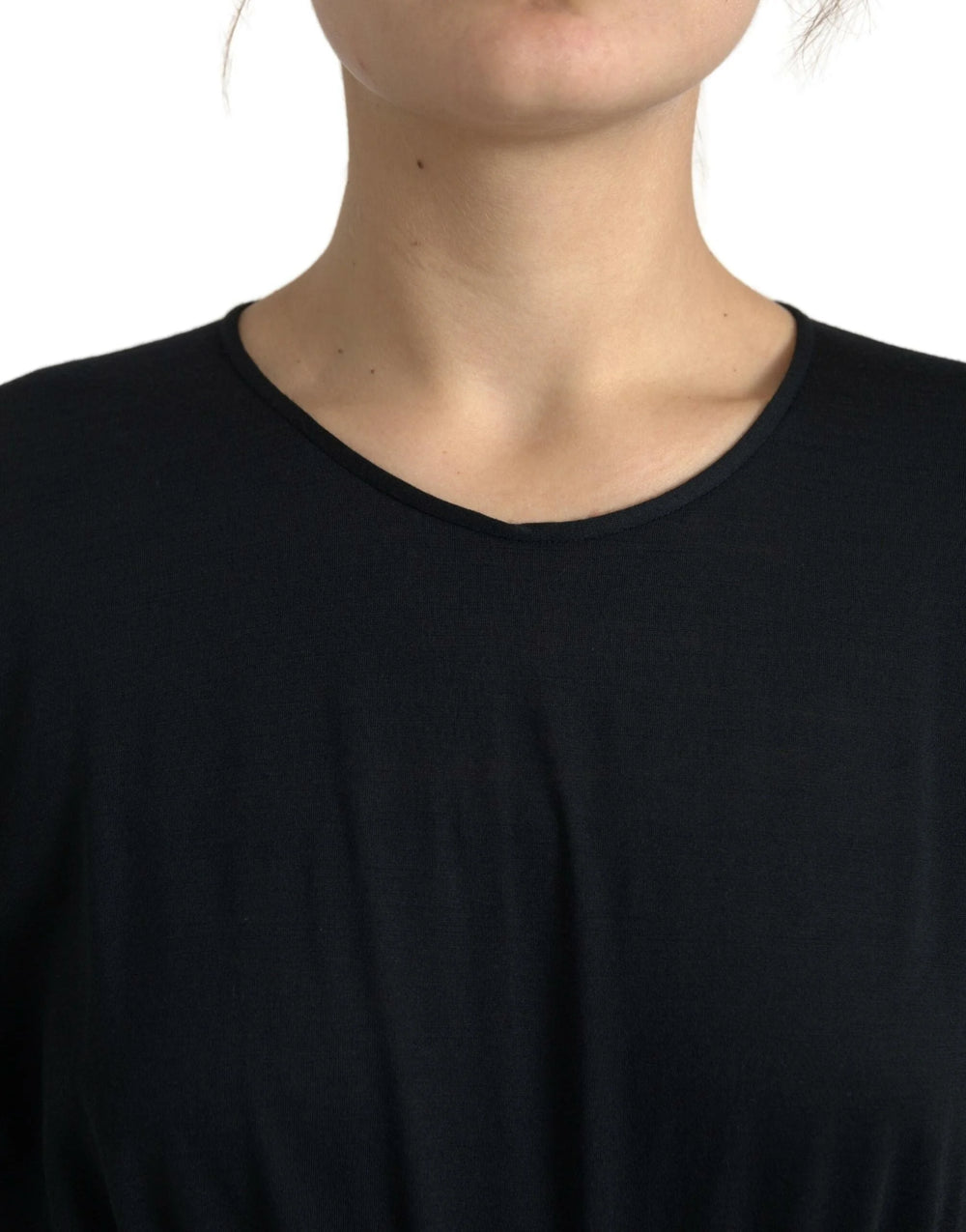 Dolce & Gabbana Black Wool Wrap Sheath Midi Gown Dress - Dresses