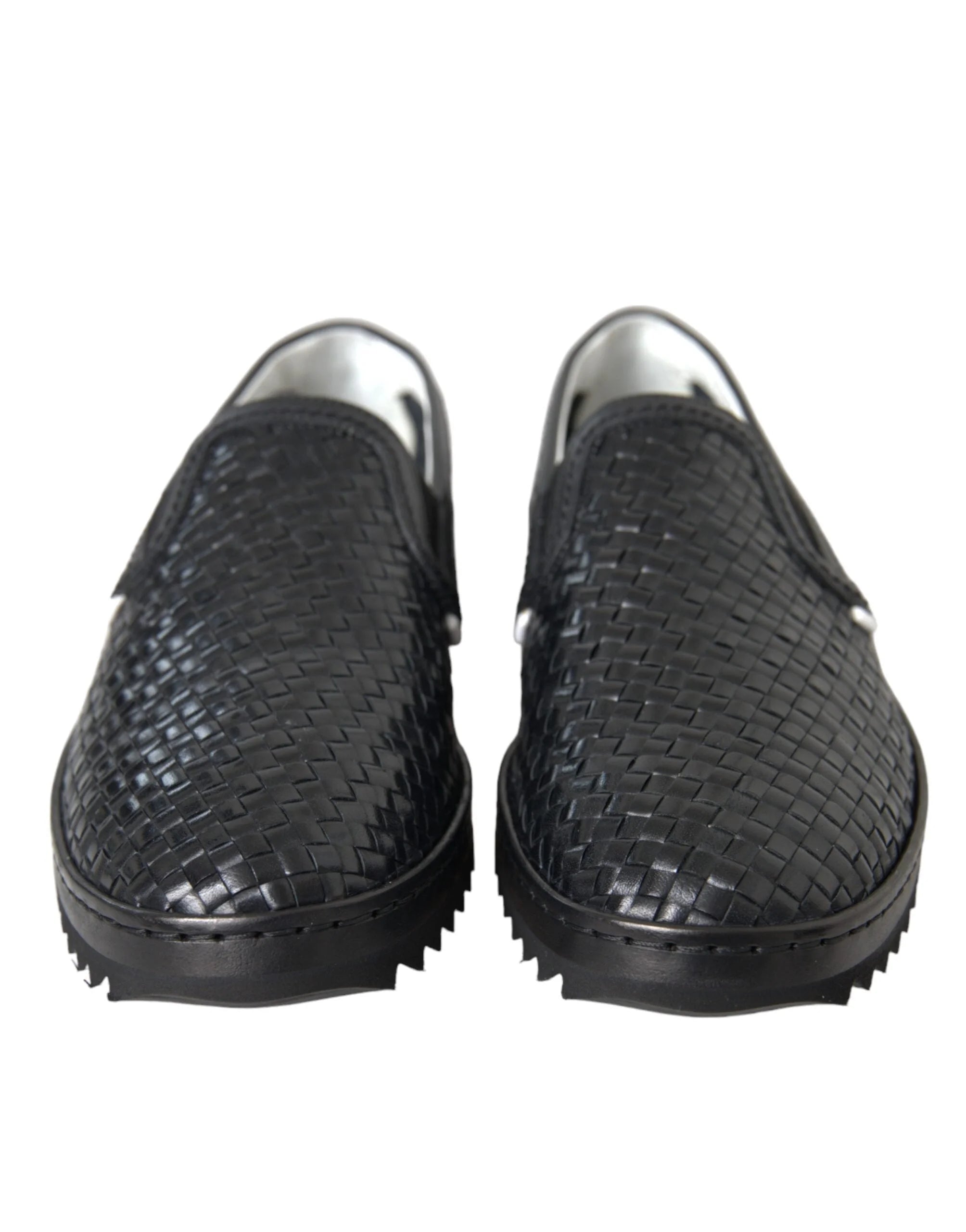 Dolce & Gabbana Black Woven Buffalo Leather Men Loafers Shoes - EU40/US7 - Flats