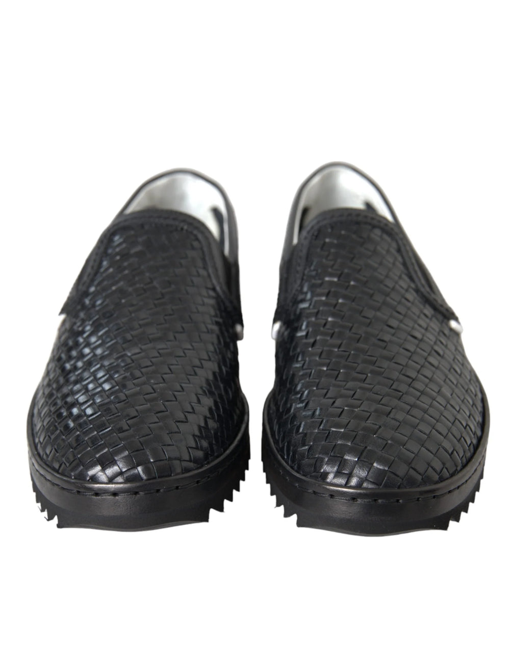 Dolce & Gabbana Black Woven Buffalo Leather Men Loafers Shoes - EU40/US7 - Flats