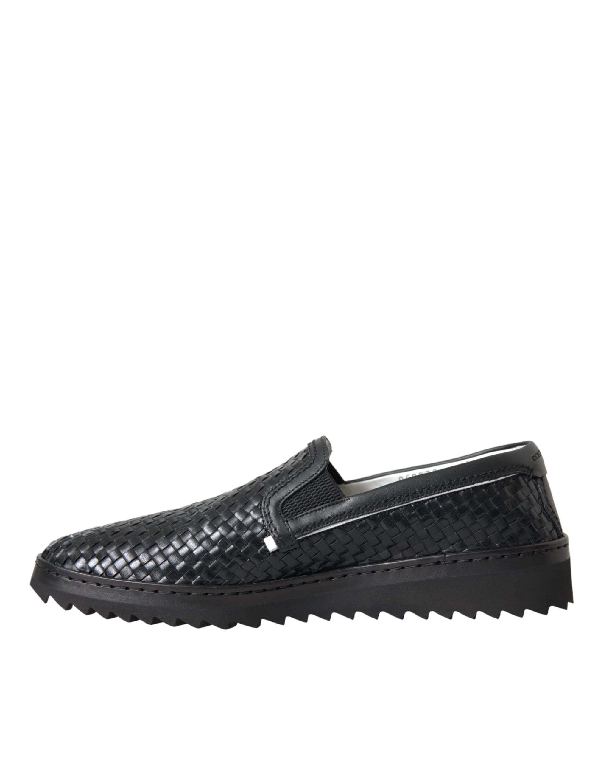 Dolce & Gabbana Black Woven Buffalo Leather Men Loafers Shoes - EU40/US7 - Flats