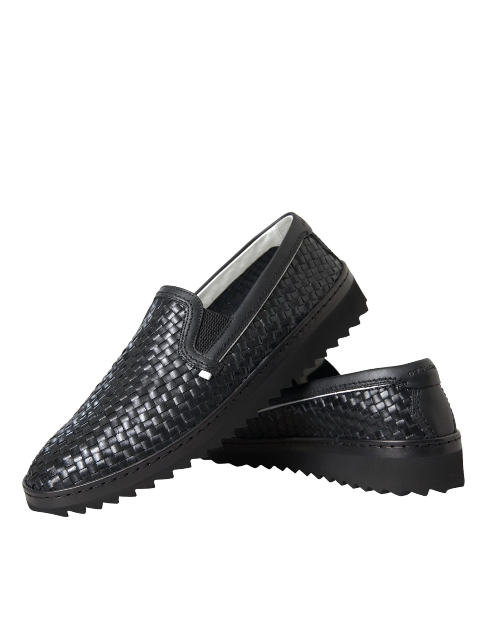 Dolce & Gabbana Black Woven Buffalo Leather Men Loafers Shoes - EU40/US7 - Flats