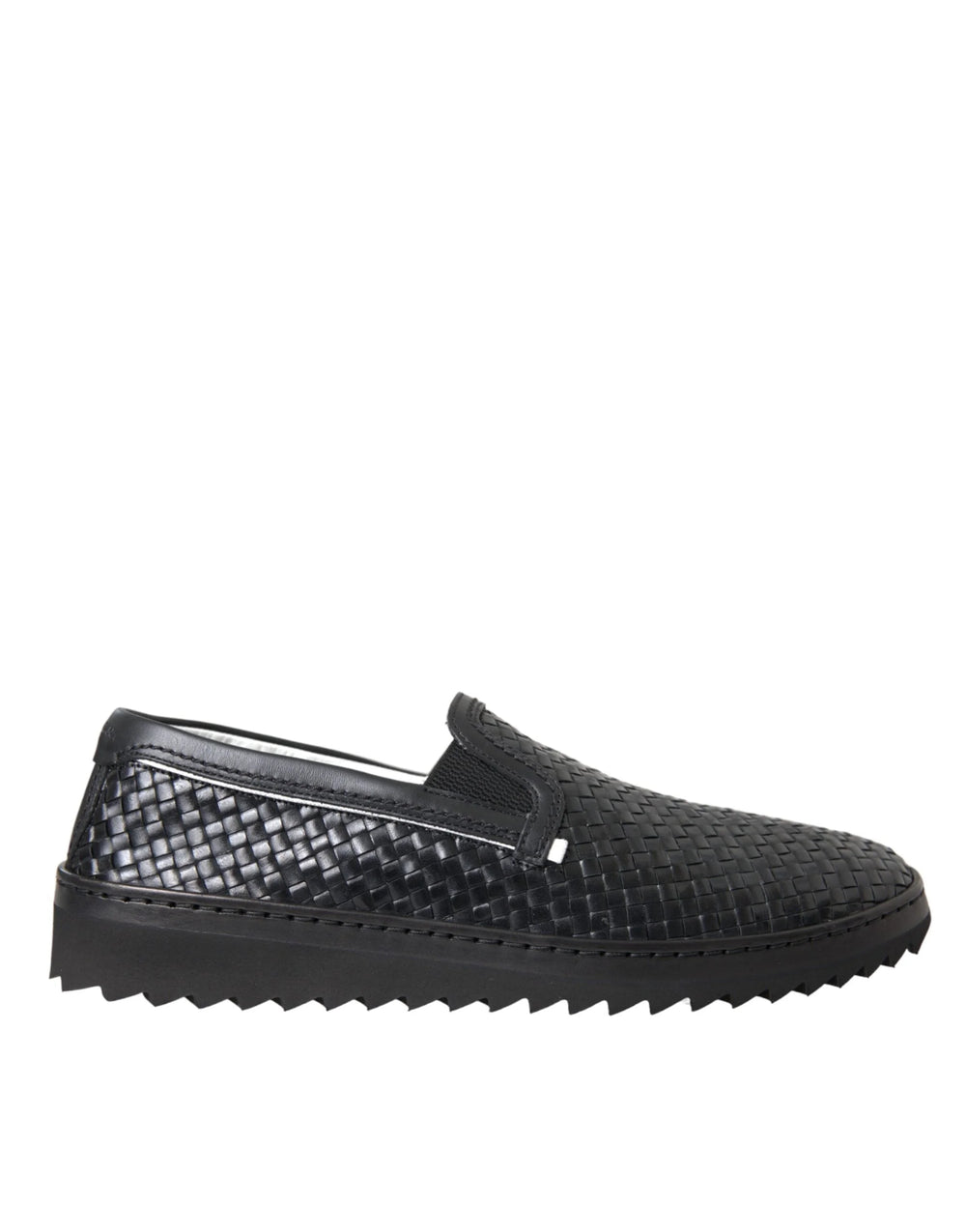 Dolce & Gabbana Black Woven Buffalo Leather Men Loafers Shoes - EU40/US7 - Flats