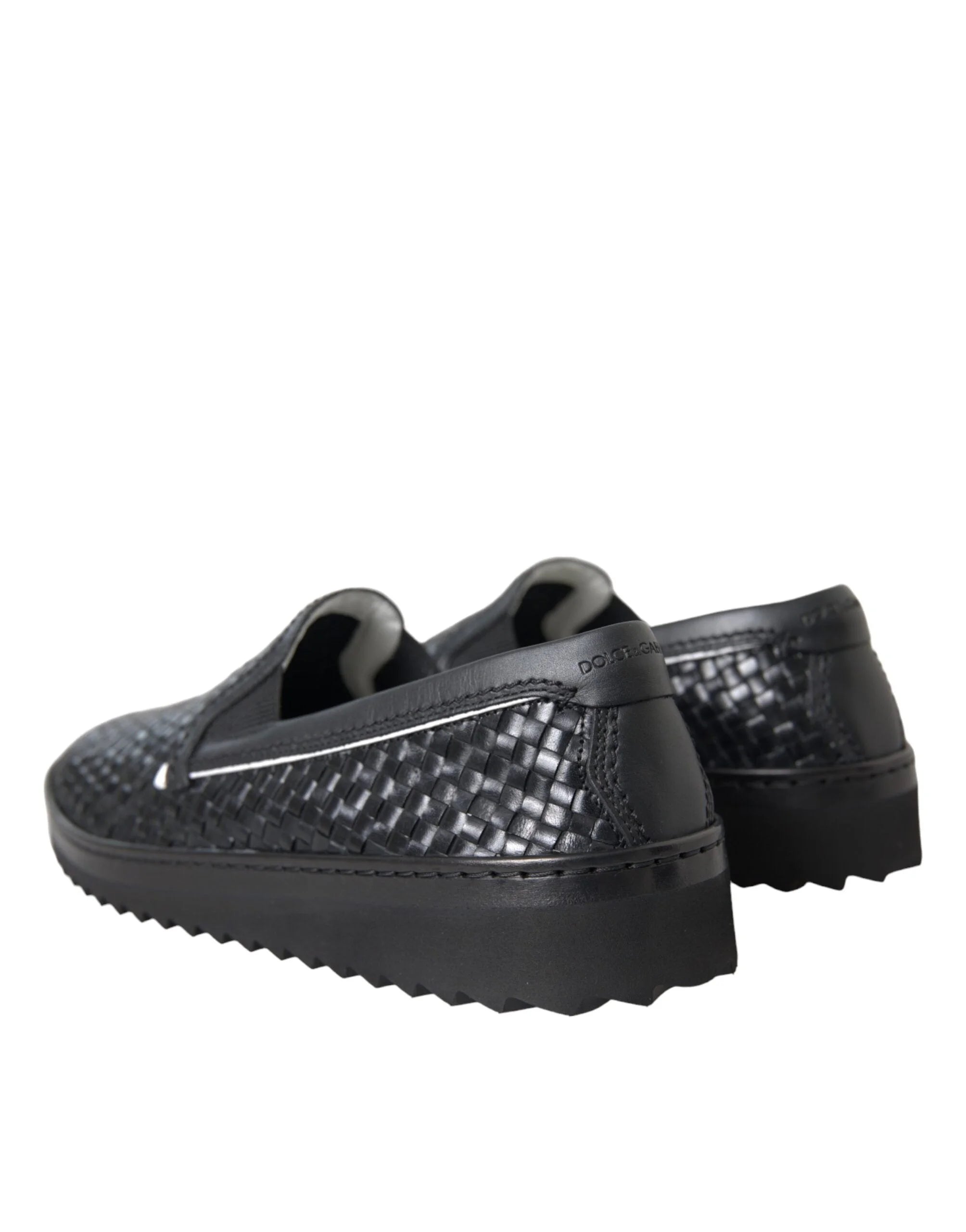 Dolce & Gabbana Black Woven Buffalo Leather Men Loafers Shoes - EU40/US7 - Flats
