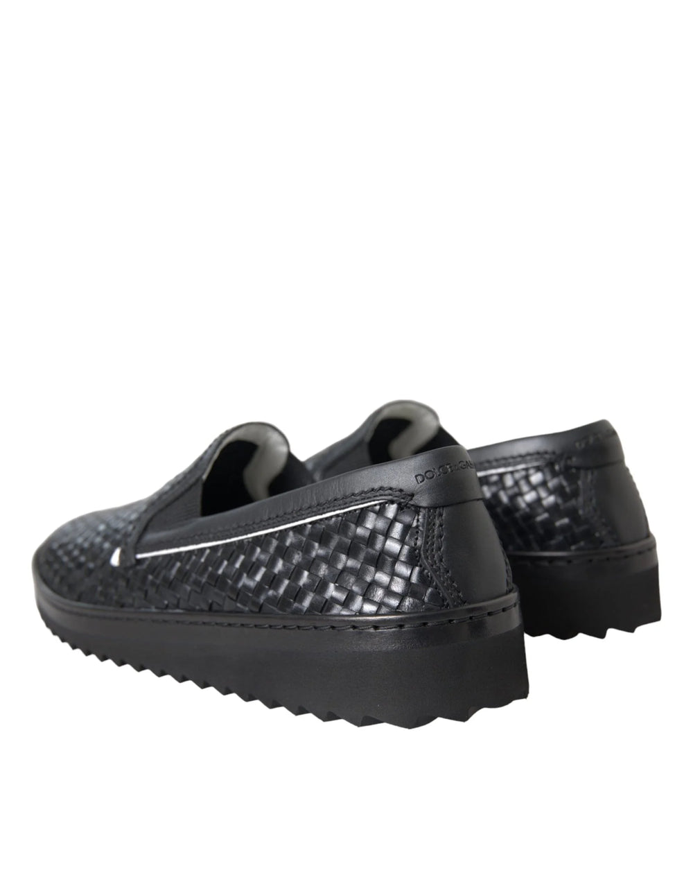 Dolce & Gabbana Black Woven Buffalo Leather Men Loafers Shoes - EU40/US7 - Flats