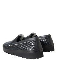 Dolce & Gabbana Black Woven Buffalo Leather Men Loafers Shoes - EU40/US7 - Flats