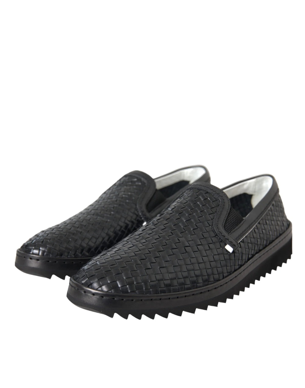 Dolce & Gabbana Black Woven Buffalo Leather Men Loafers Shoes - EU40/US7 - Flats