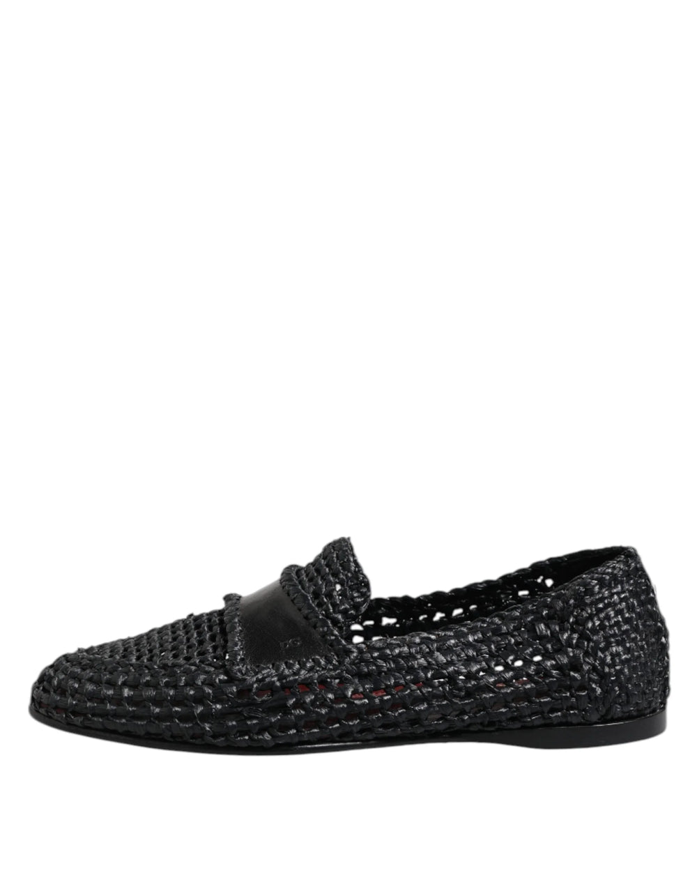 Dolce & Gabbana Black Woven Leather Slip On Loafers Men Shoes - EU39/US6 - Flats