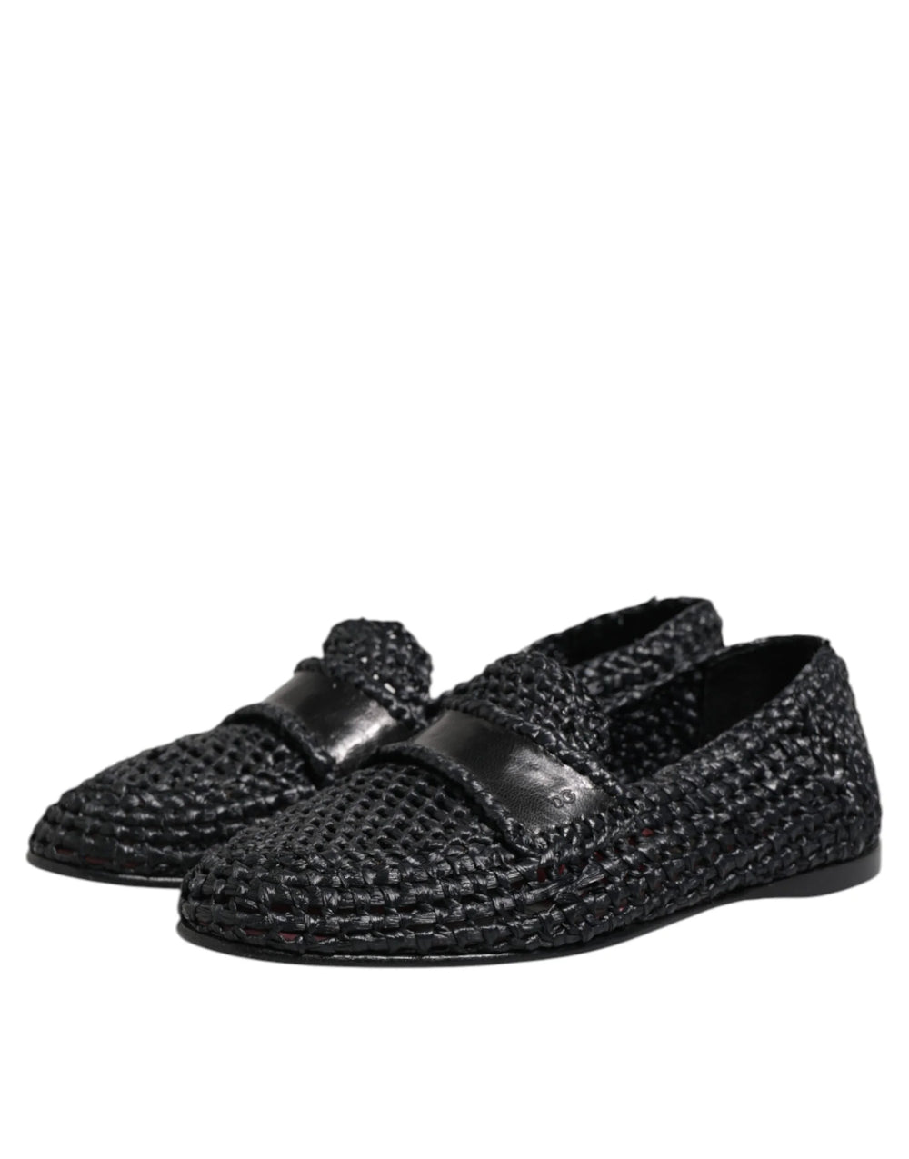 Dolce & Gabbana Black Woven Leather Slip On Loafers Men Shoes - EU39/US6 - Flats