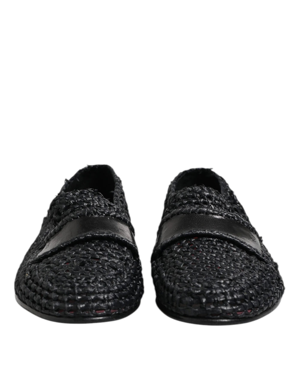 Dolce & Gabbana Black Woven Leather Slip On Loafers Men Shoes - EU39/US6 - Flats