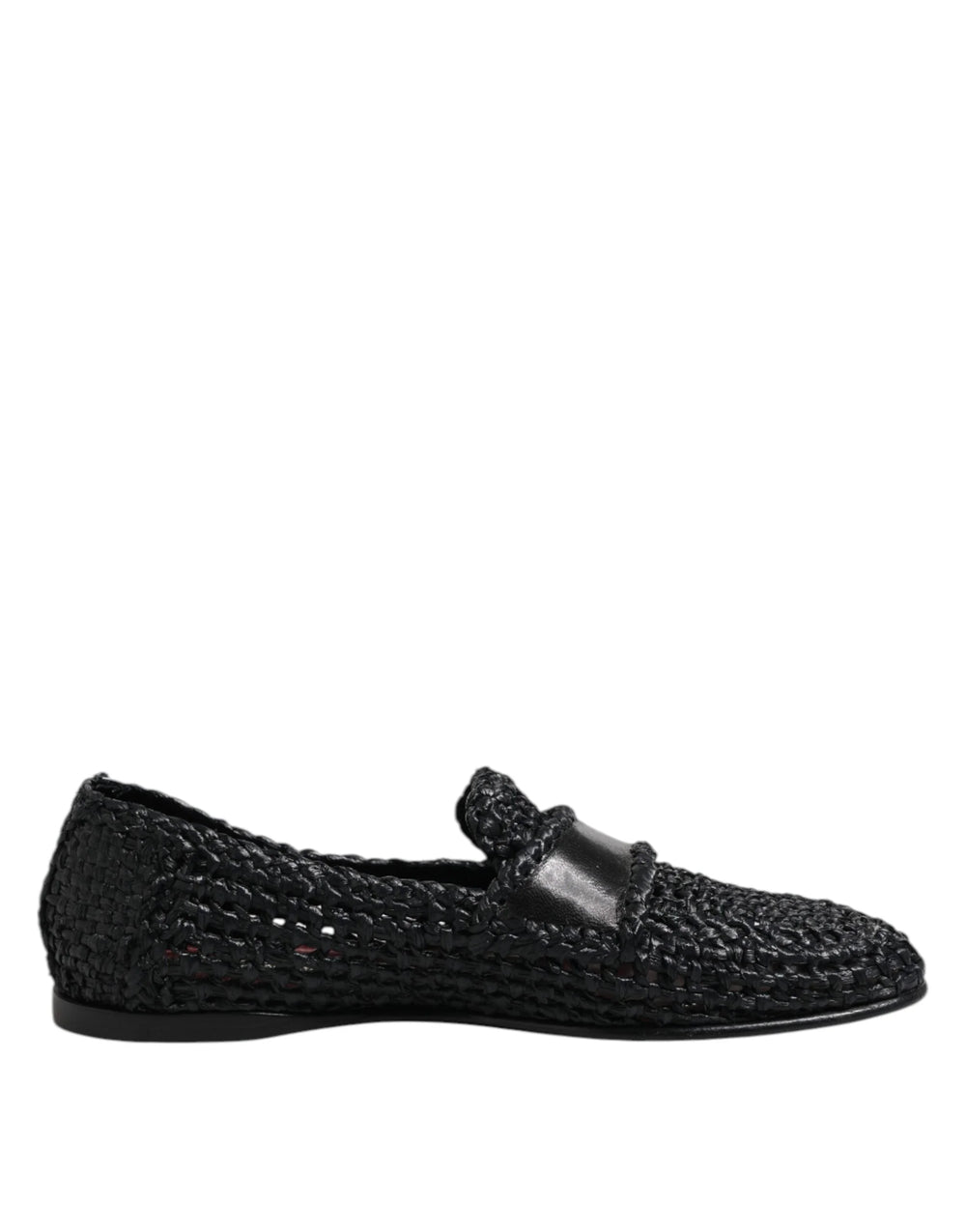 Dolce & Gabbana Black Woven Leather Slip On Loafers Men Shoes - EU39/US6 - Flats