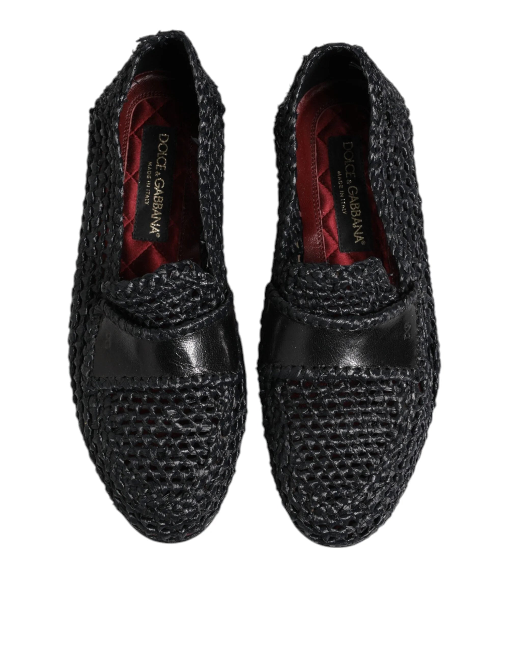 Dolce & Gabbana Black Woven Leather Slip On Loafers Men Shoes - EU39/US6 - Flats