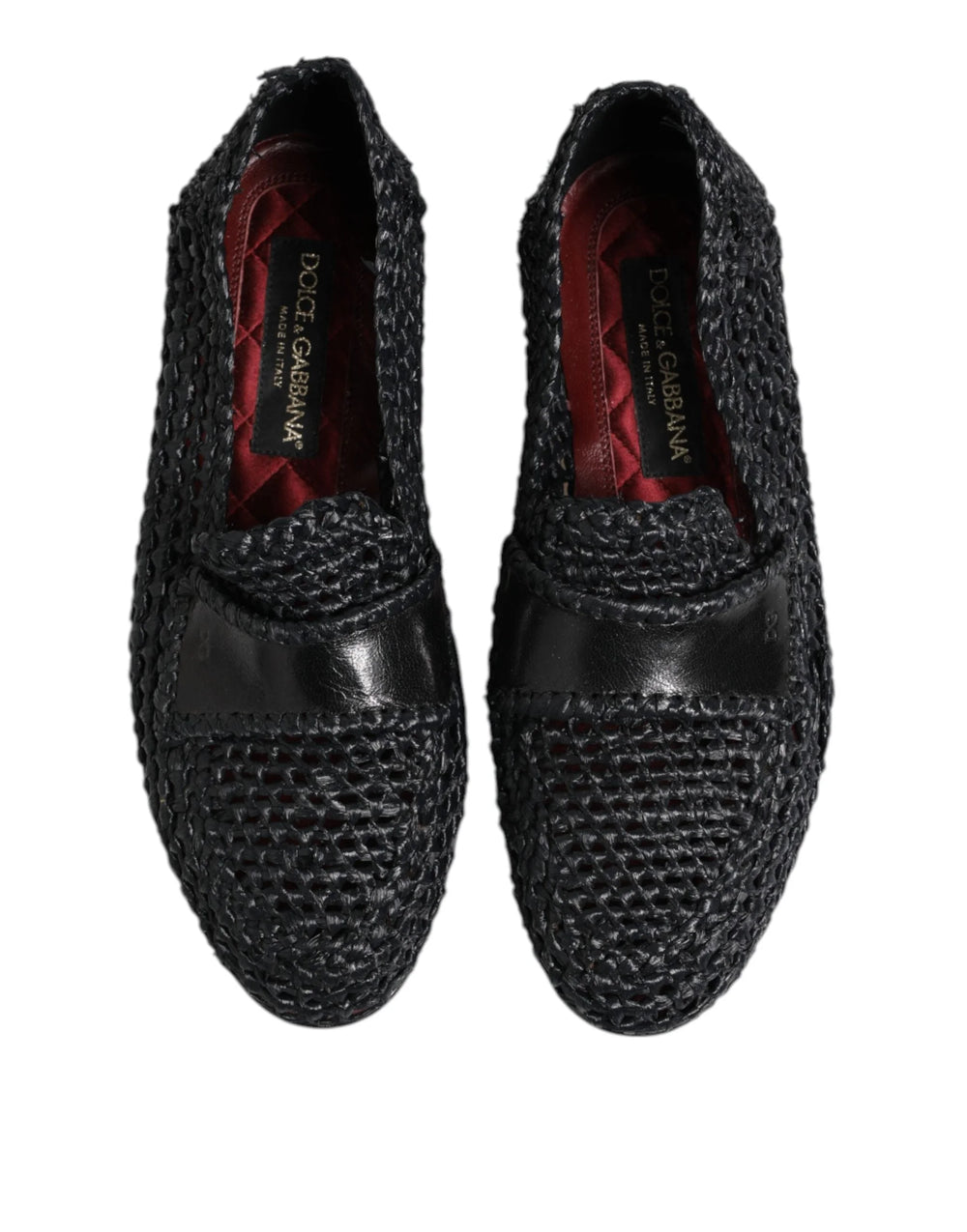 Dolce & Gabbana Black Woven Leather Slip On Loafers Men Shoes - EU39/US6 - Flats
