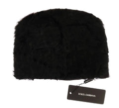 Dolce & Gabbana Black Xiangao Lamb Fur Beanie - 56 cm|XS - Beanies