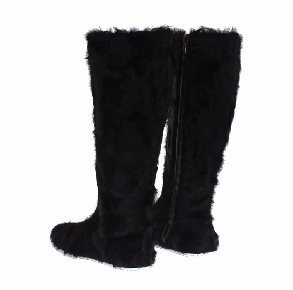 Dolce & Gabbana Black Xiangao Lamb Fur Leather Boots - EU36/US5.5 - Boots