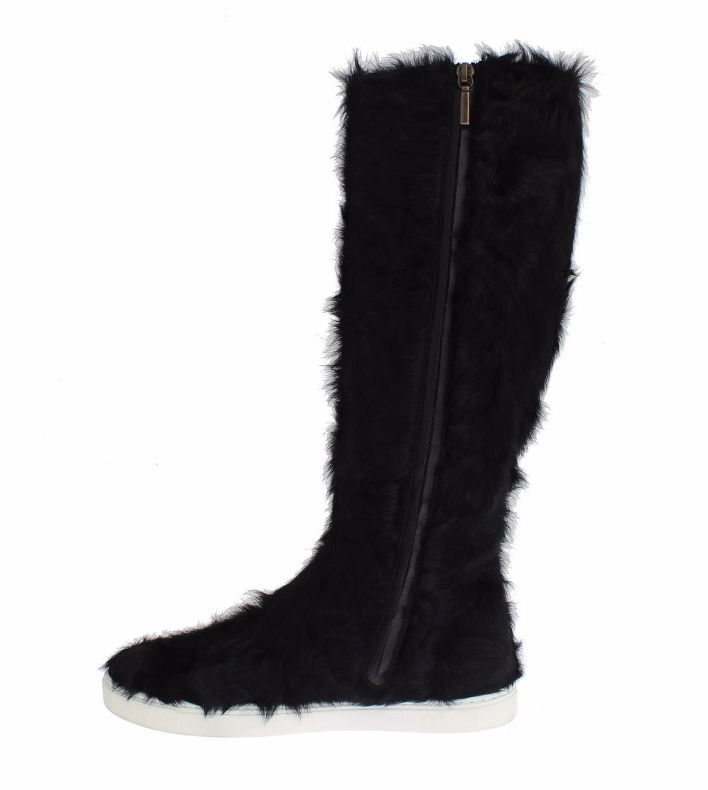 Dolce & Gabbana Black Xiangao Lamb Fur Leather Boots - EU36/US5.5