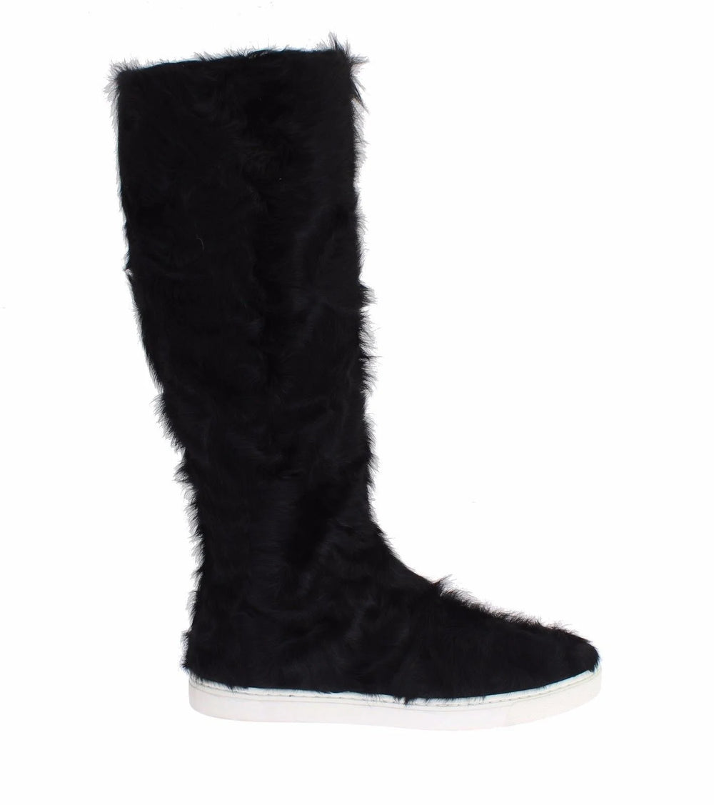 Dolce & Gabbana Black Xiangao Lamb Fur Leather Boots - EU36/US5.5 - Boots