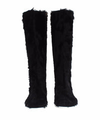 Dolce & Gabbana Black Xiangao Lamb Fur Leather Boots - EU36/US5.5 - Boots