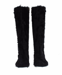 Dolce & Gabbana Black Xiangao Lamb Fur Leather Boots - EU36/US5.5