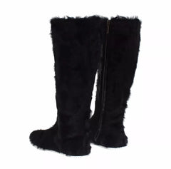 Dolce & Gabbana Black Xiangao Lamb Fur Leather Boots Shoes - EU36/US6