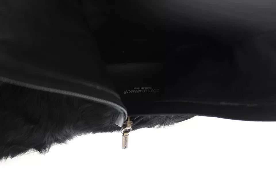 Dolce & Gabbana Black Xiangao Lamb Fur Leather Boots Shoes - EU36/US6 - Boots