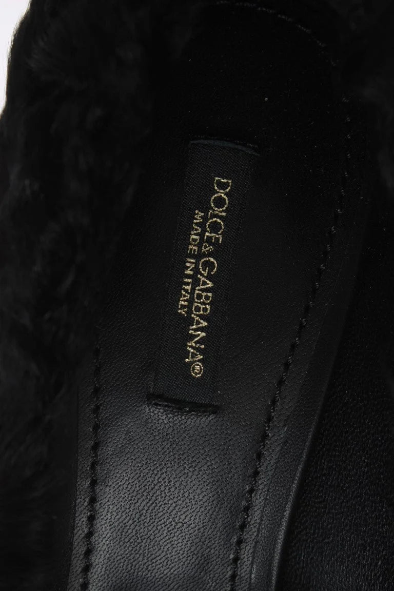 Dolce & Gabbana Black Xiangao Lamb Fur Leather Pumps - EU40/US9.5
