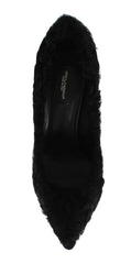 Dolce & Gabbana Black Xiangao Lamb Fur Leather Pumps - EU40/US9.5