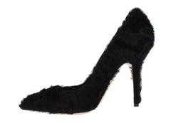Dolce & Gabbana Black Xiangao Lamb Fur Leather Pumps - EU40/US9.5