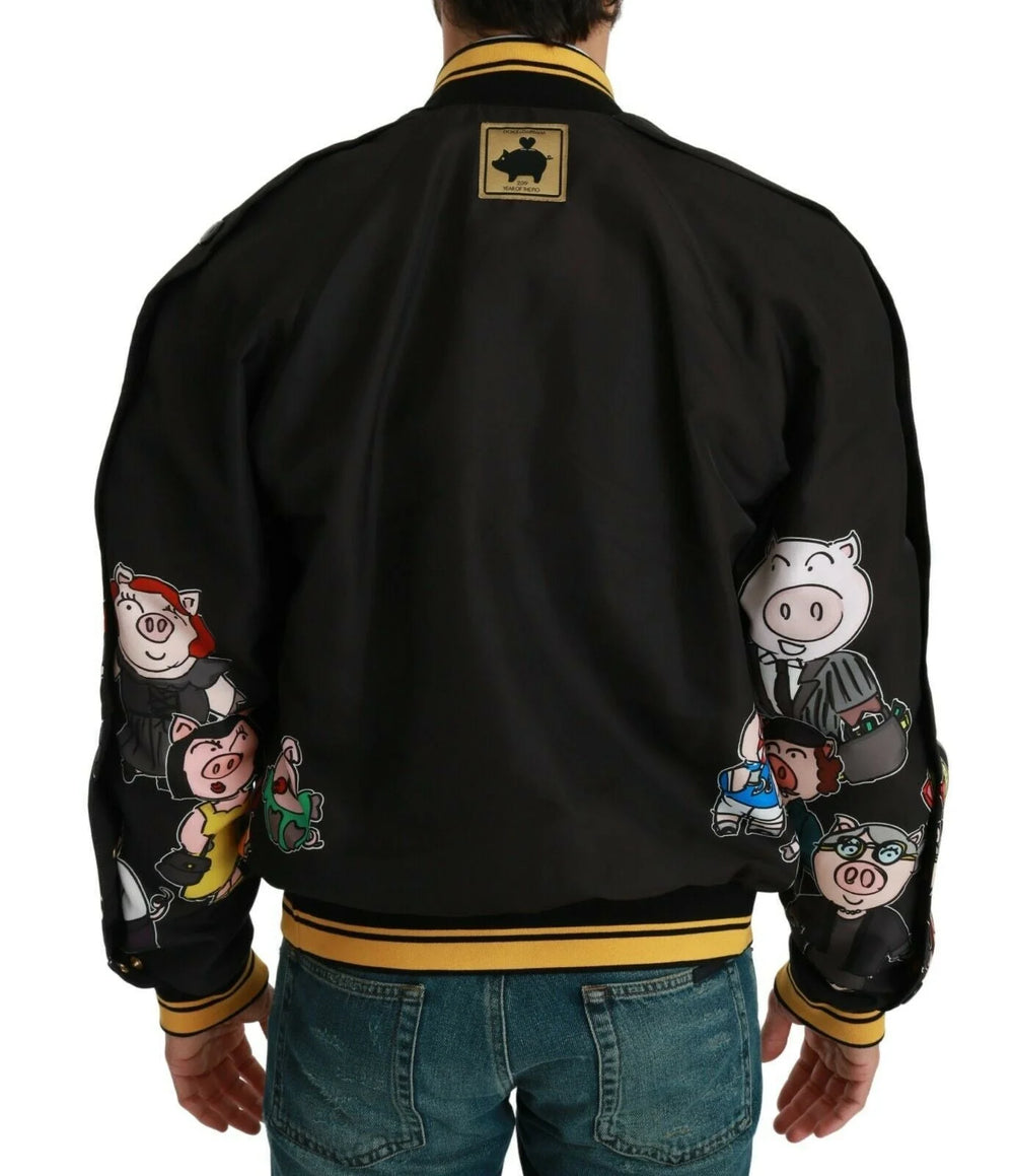 Dolce & Gabbana Black YEAR OF THE PIG Bomber Jacket - IT48 | M - Bomber Jackets