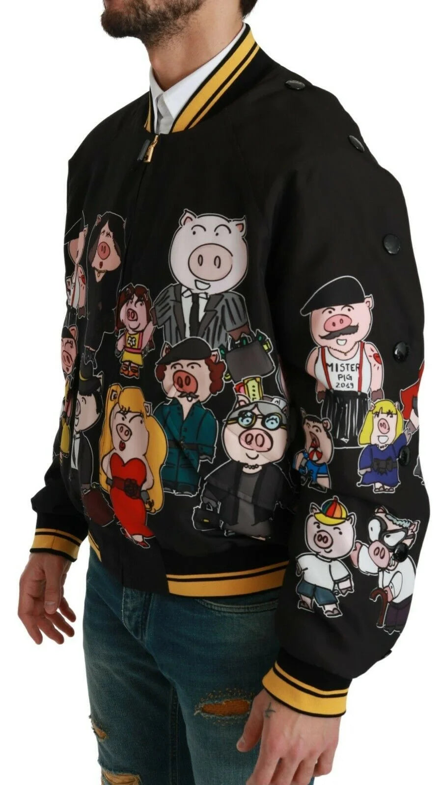 Dolce & Gabbana Black YEAR OF THE PIG Bomber Jacket - IT48 | M - Bomber Jackets
