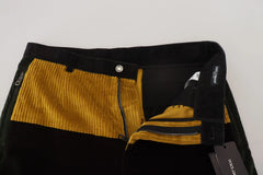 Dolce & Gabbana Black Yellow Cotton Men Pants - IT50 | L - Trousers
