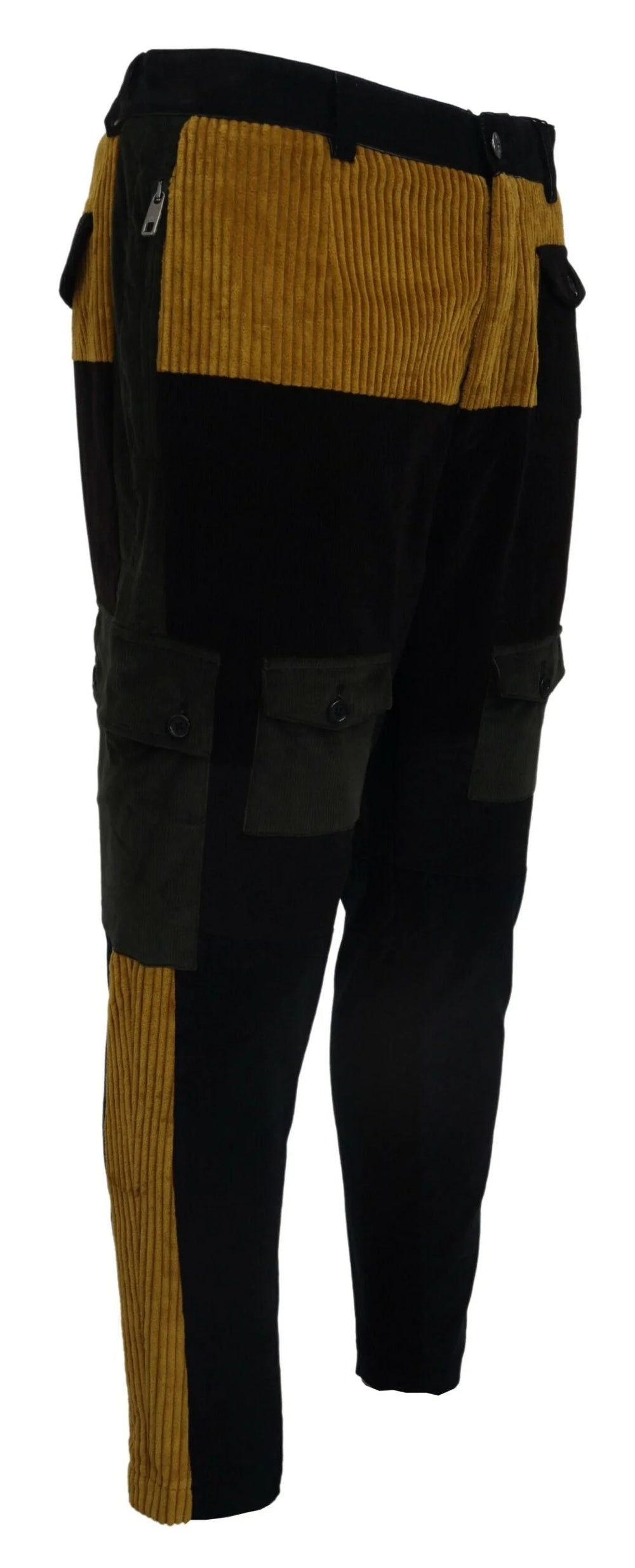 Dolce & Gabbana Black Yellow Cotton Men Pants - IT50 | L - Trousers