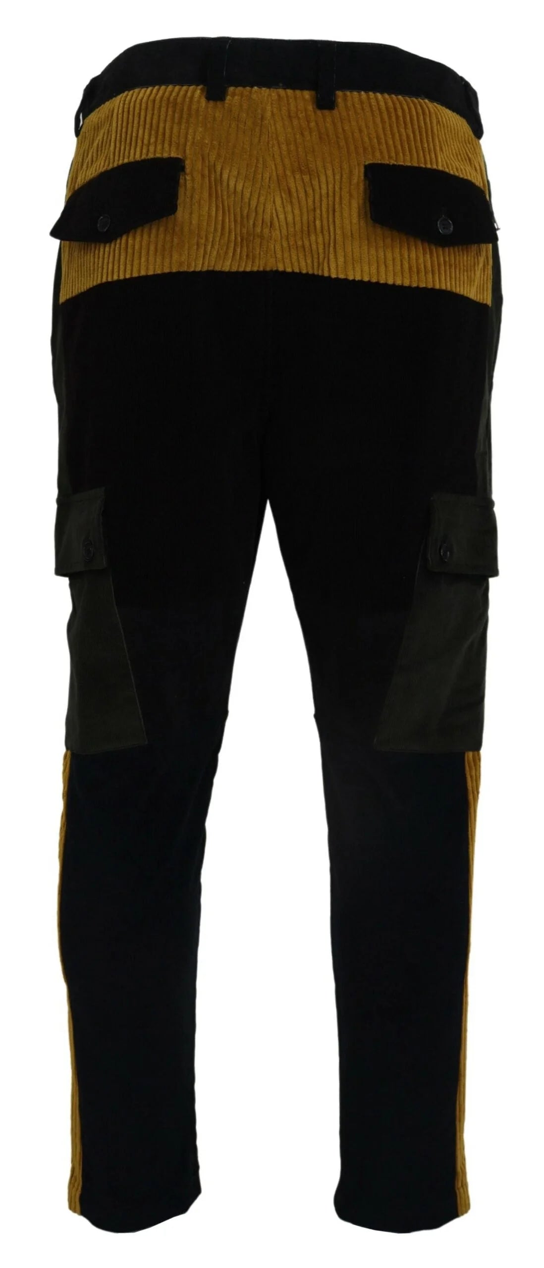 Dolce & Gabbana Black Yellow Cotton Men Pants - IT50 | L - Trousers