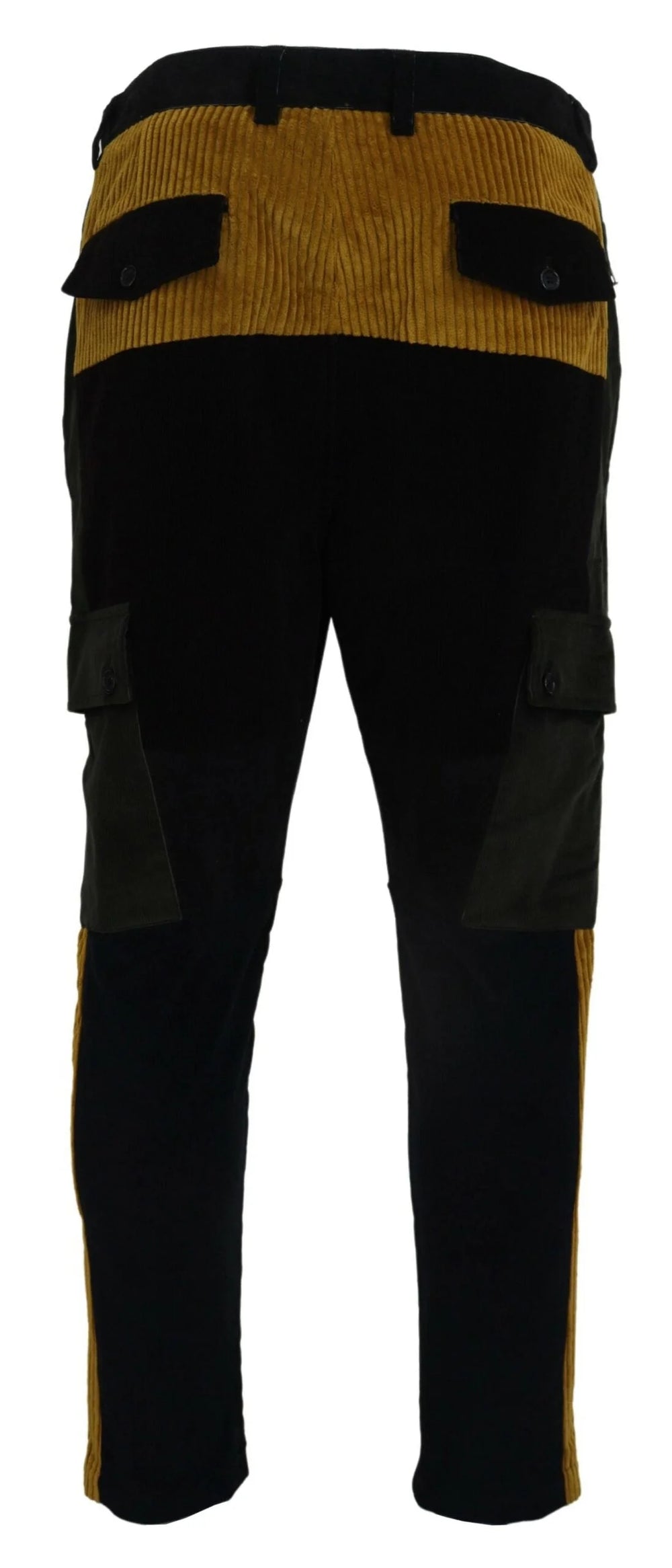 Dolce & Gabbana Black Yellow Cotton Men Pants - IT50 | L - Trousers