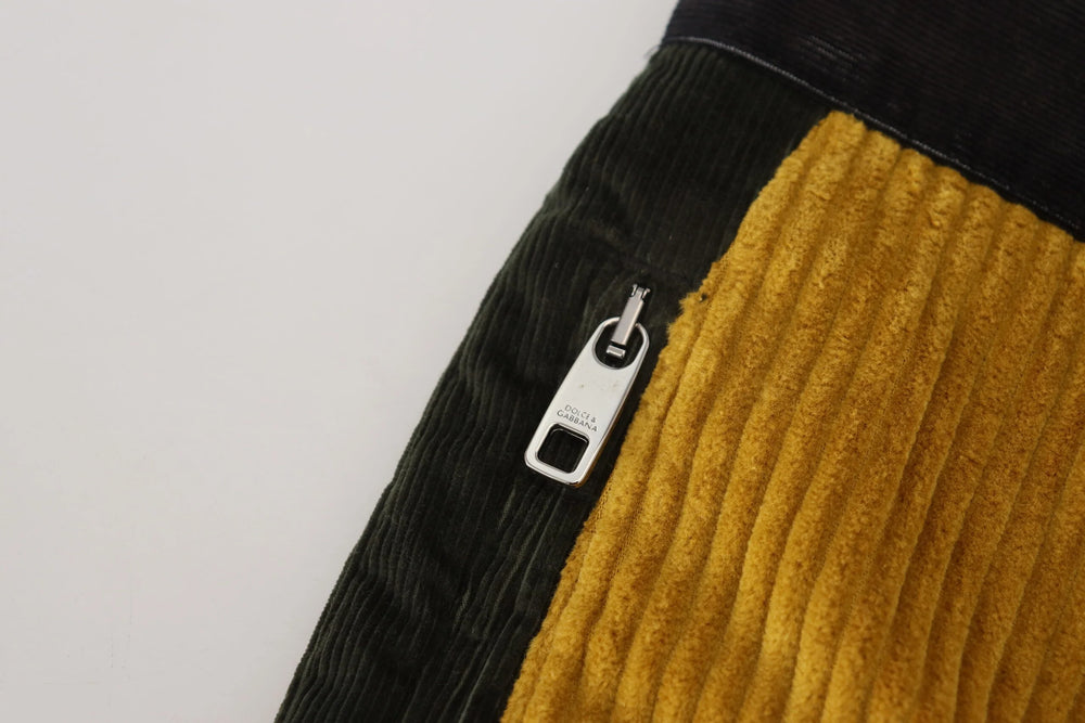Dolce & Gabbana Black Yellow Cotton Men Pants - IT50 | L - Trousers