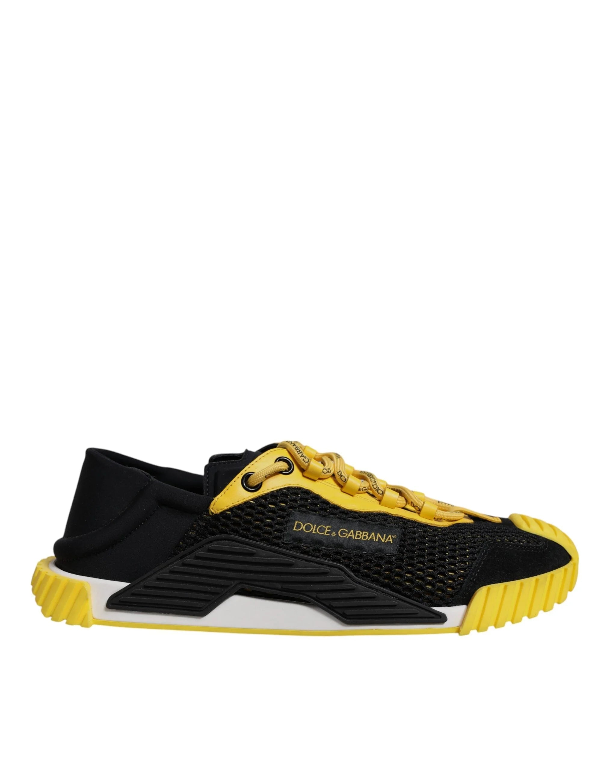 Detaljerad bild av den slitstarka gummisulan och sidoprofilen på Dolce & Gabbanas lyxsneakers för män NS1.