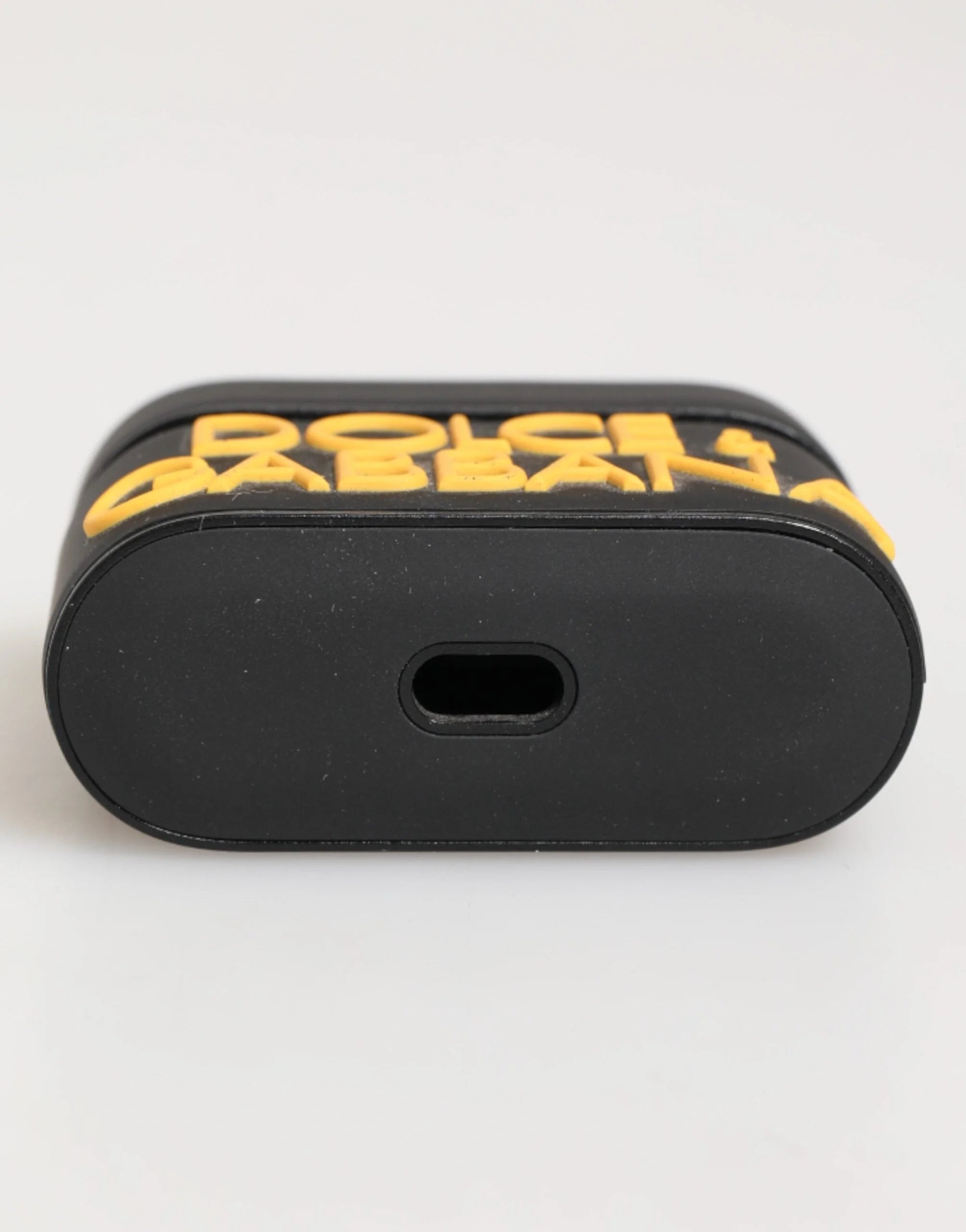 Dolce & Gabbana Black Yellow Rubber Logo Embossed Accessory Airpods Case - Headphone Carrying Cases