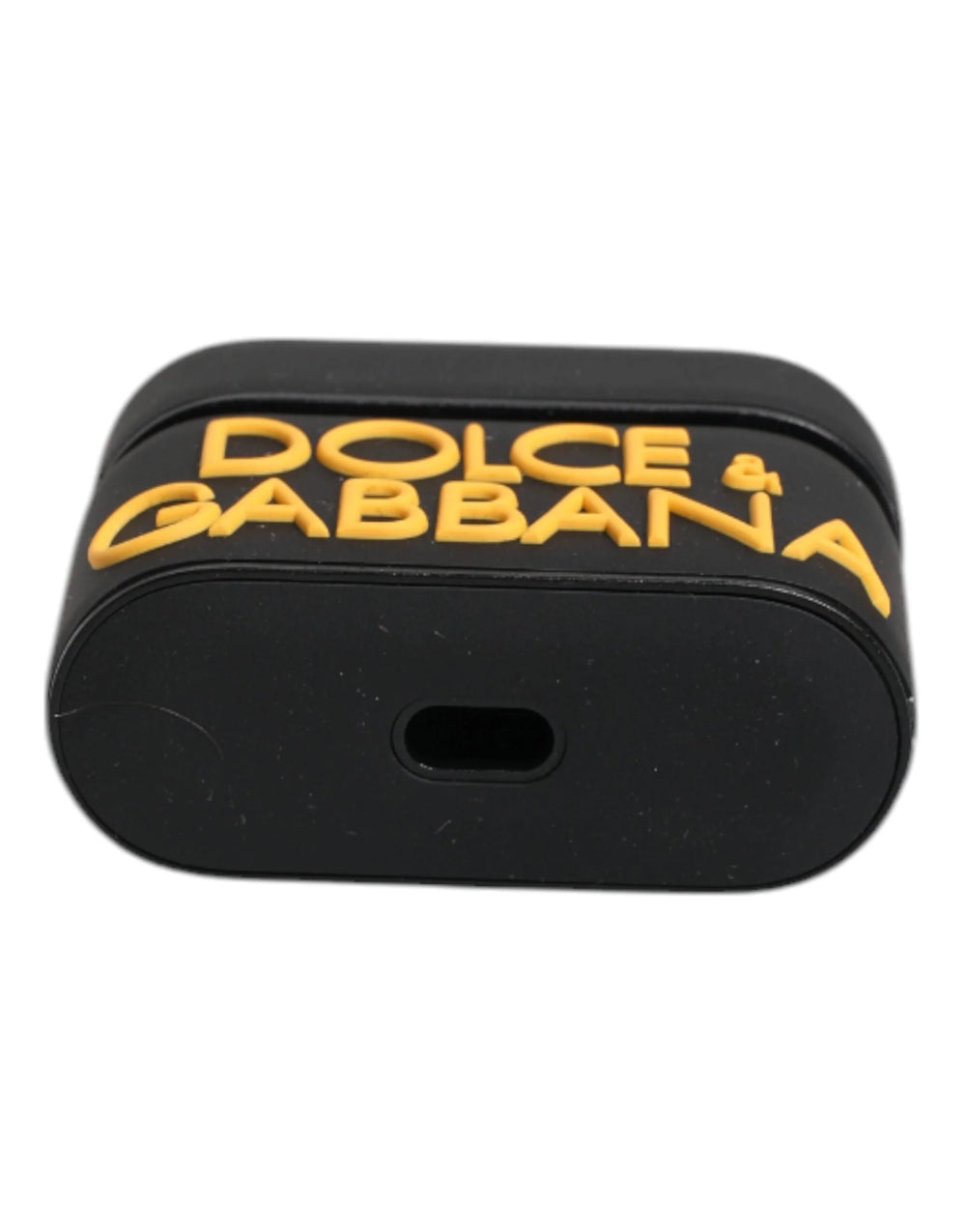 Dolce & Gabbana Black Yellow Silicone Embossed Logo Airpods Case - Headphone Carrying Cases