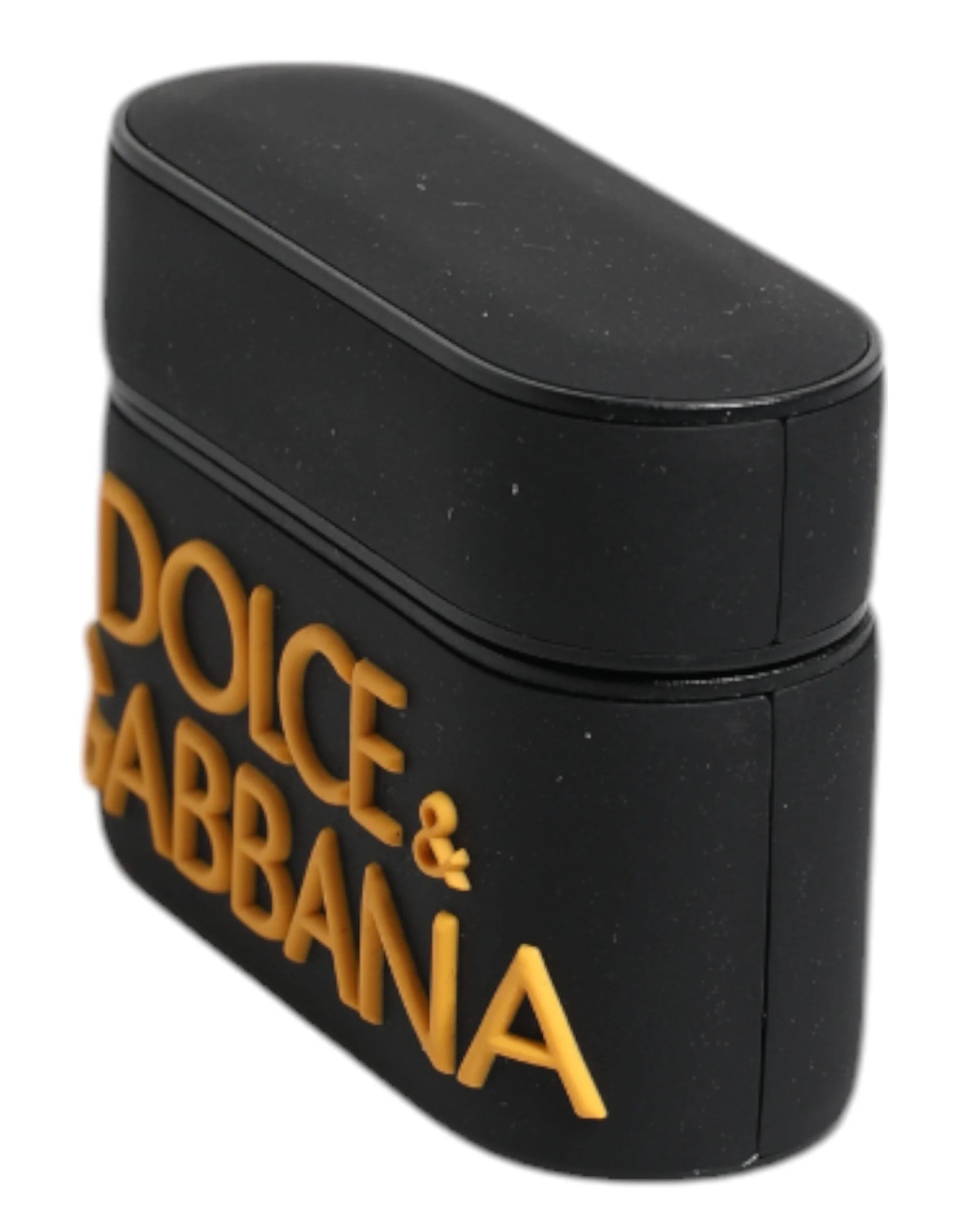 Dolce & Gabbana Black Yellow Silicone Embossed Logo Airpods Case - Headphone Carrying Cases