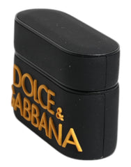 Dolce & Gabbana Black Yellow Silicone Embossed Logo Airpods Case - Headphone Carrying Cases