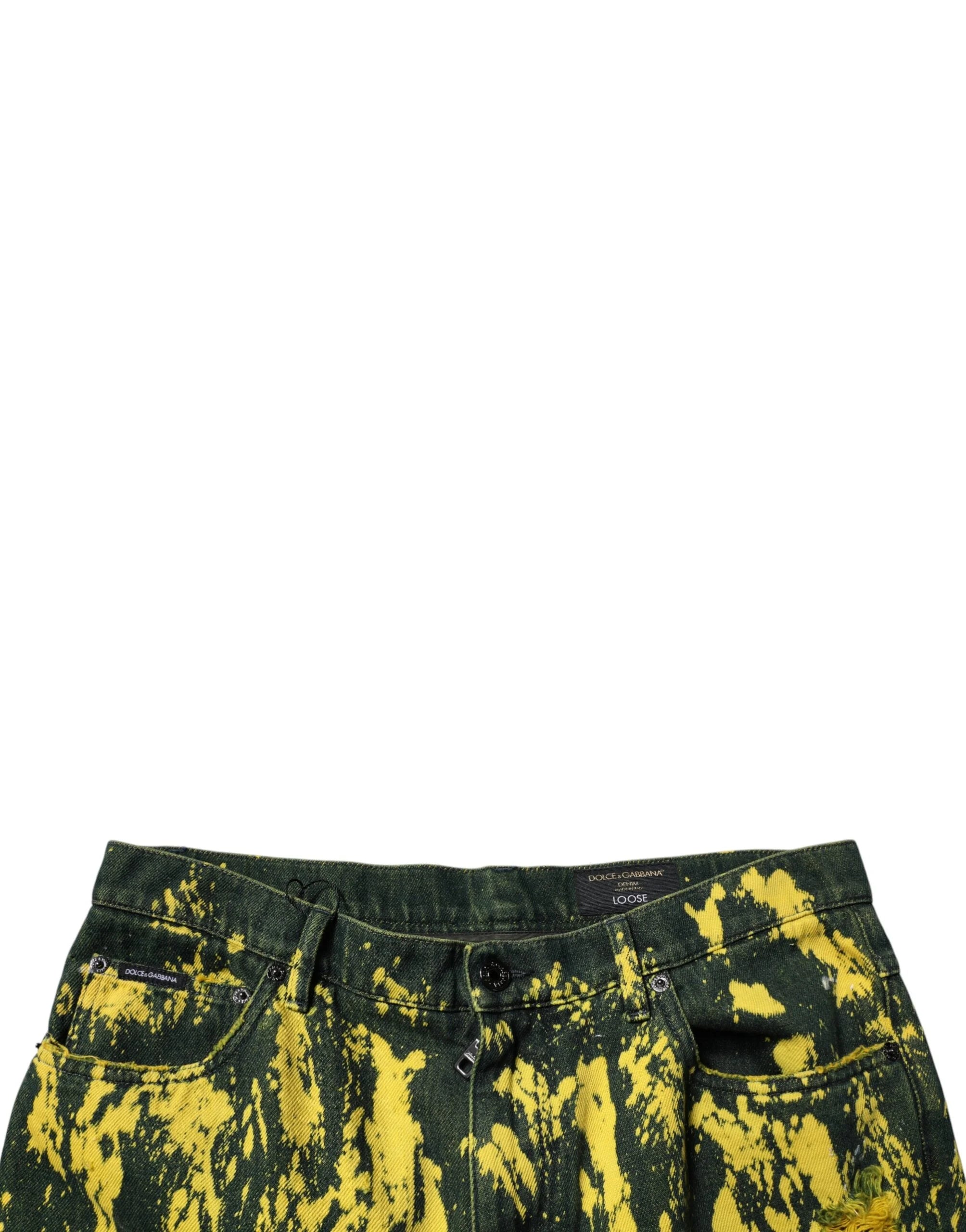 Dolce & Gabbana Black Yellow Tie Dye Tattered Skinny Men Denim Jeans - IT48 | M - Jeans