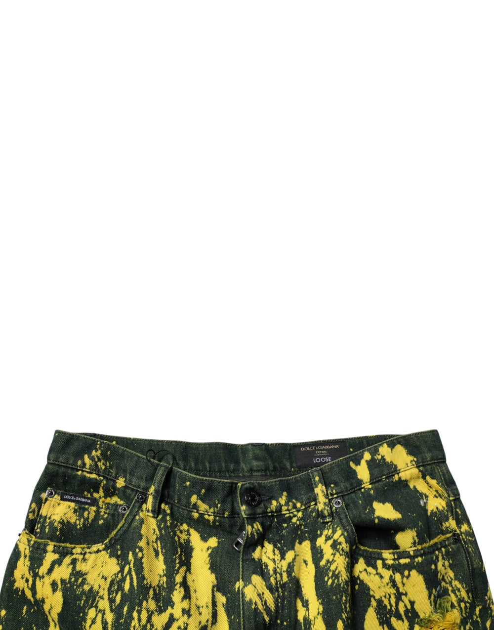 Dolce & Gabbana Black Yellow Tie Dye Tattered Skinny Men Denim Jeans - IT48 | M - Jeans