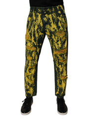 Dolce & Gabbana Black Yellow Tie Dye Tattered Skinny Men Denim Jeans - IT48 | M - Jeans