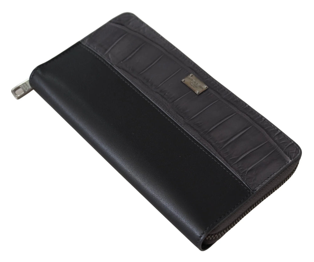 Dolce & Gabbana Black Zip Around Continental Clutch Leather Wallet - Wallets