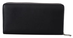 Dolce & Gabbana Black Zip Around Continental Clutch Leather Wallet - Wallets