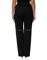 Dolce & Gabbana Black Zip Detailed Wool Straight Leg Pants - IT42|M - Trousers