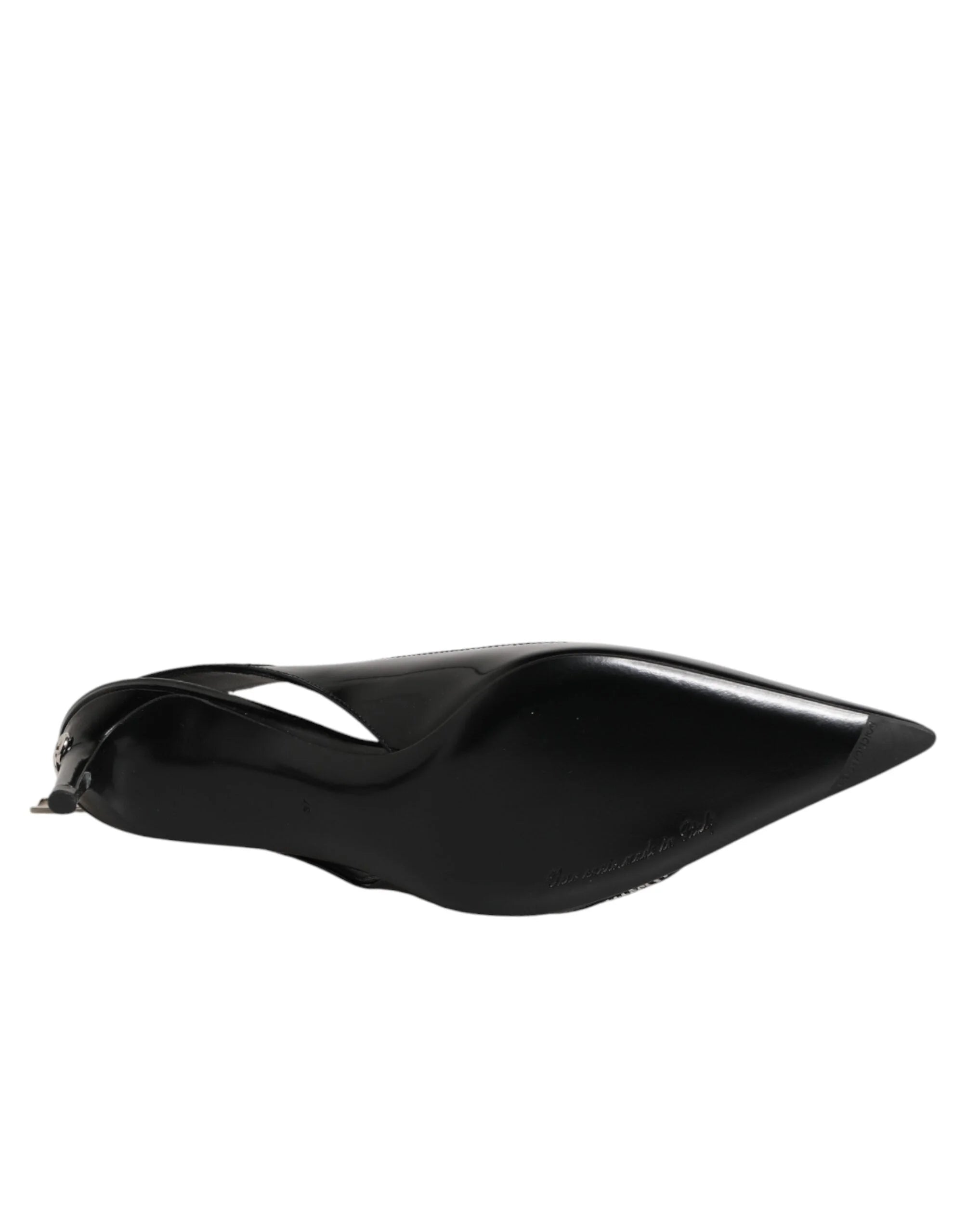 Dolce & Gabbana Black Zipper Leather Heels Slingbacks Shoes - EU37/US6.5 - Heels