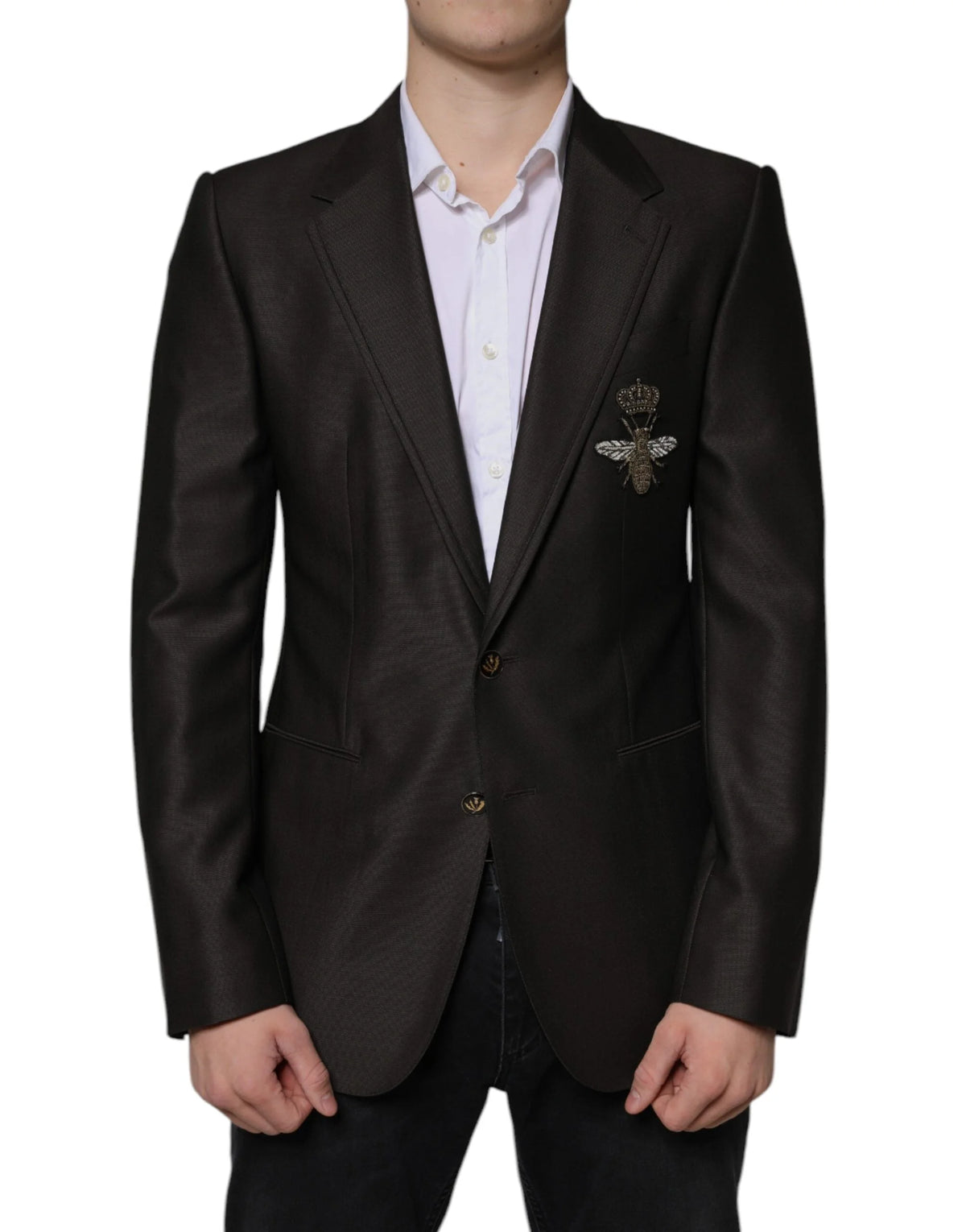 Dolce & Gabbana Blazer Brown Green Bee Wool Jacket Coat - IT48 | M - Sport Jackets