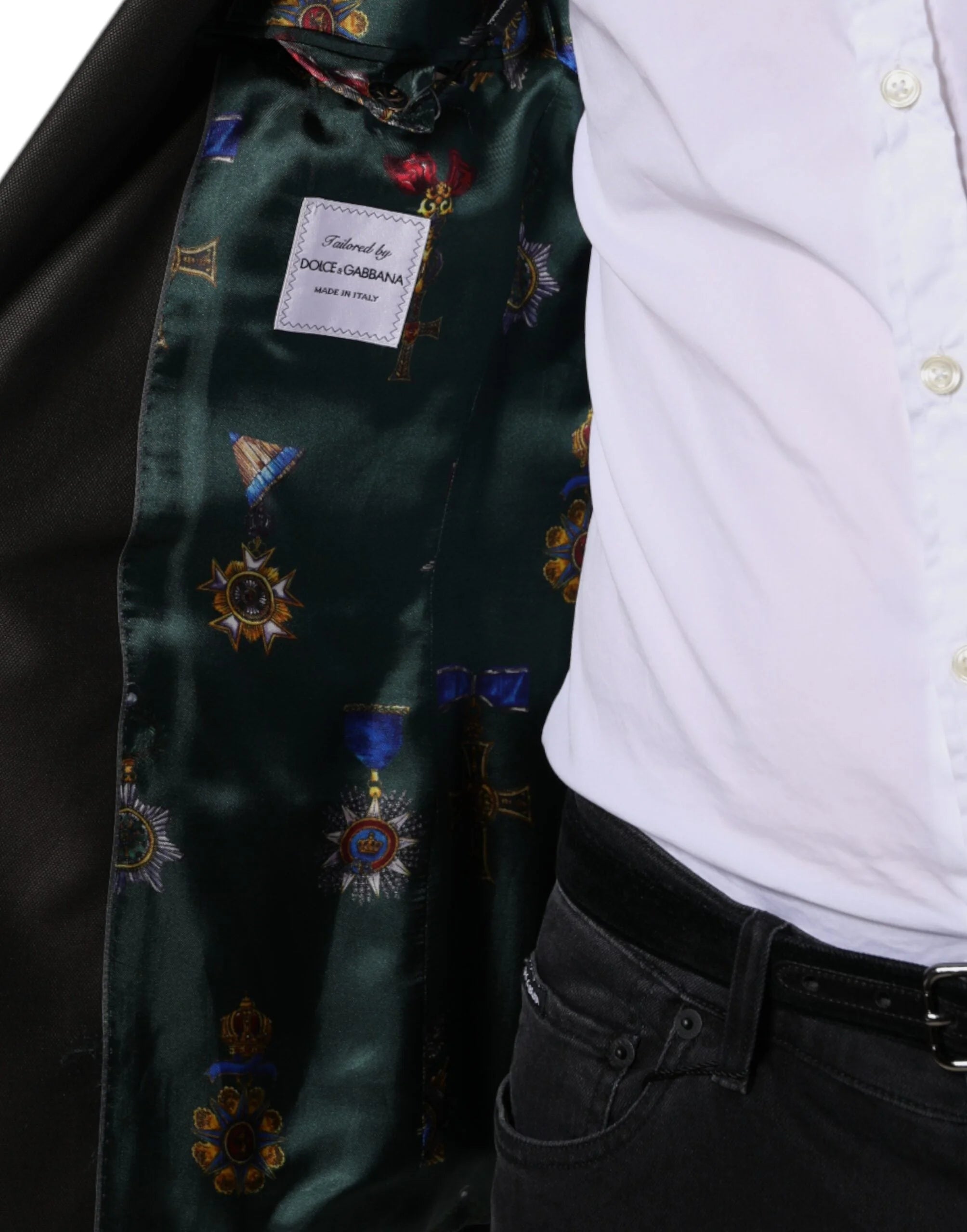 Dolce & Gabbana Blazer Brown Green Bee Wool Jacket Coat - IT48 | M - Sport Jackets