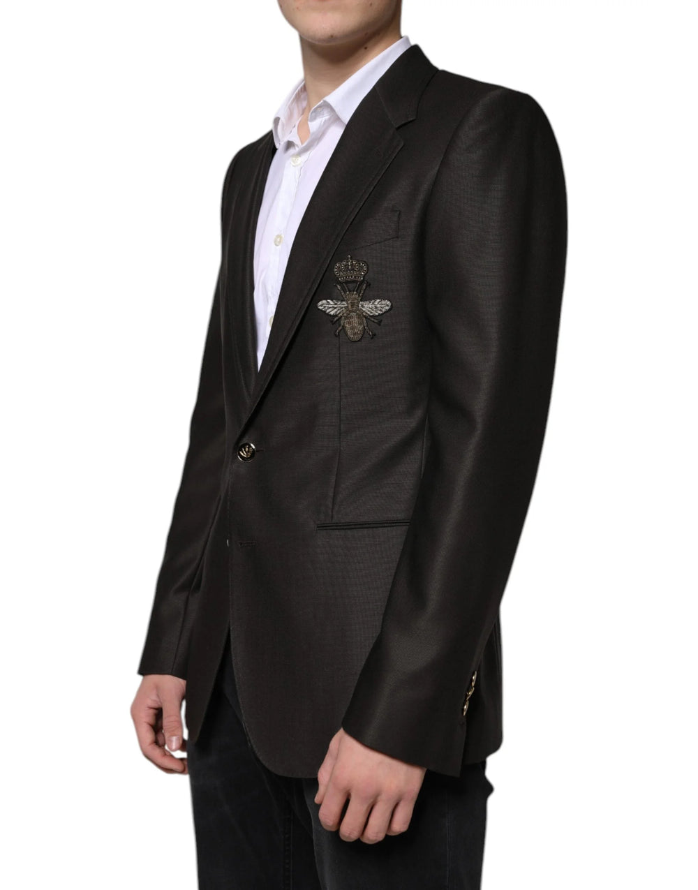 Dolce & Gabbana Blazer Brown Green Bee Wool Jacket Coat - IT48 | M - Sport Jackets